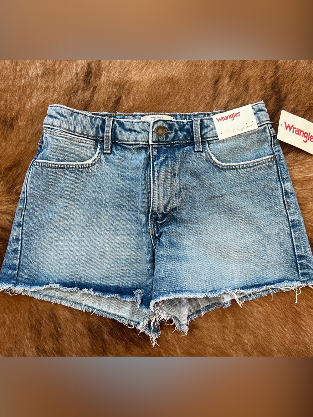 Wrangler Light Blue Distressed Denim Cutoff Shorts